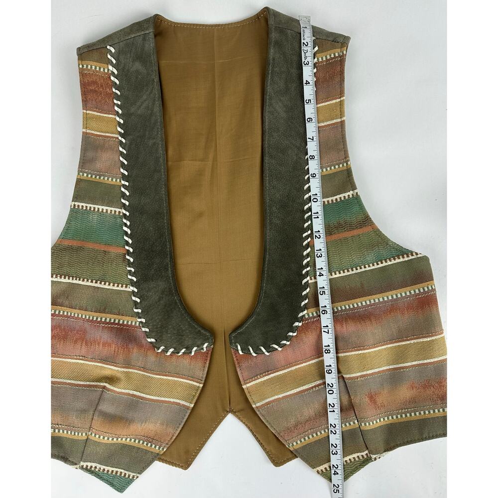 Western Suede Leather Patchwork Tapestry Vest Whi… - image 5